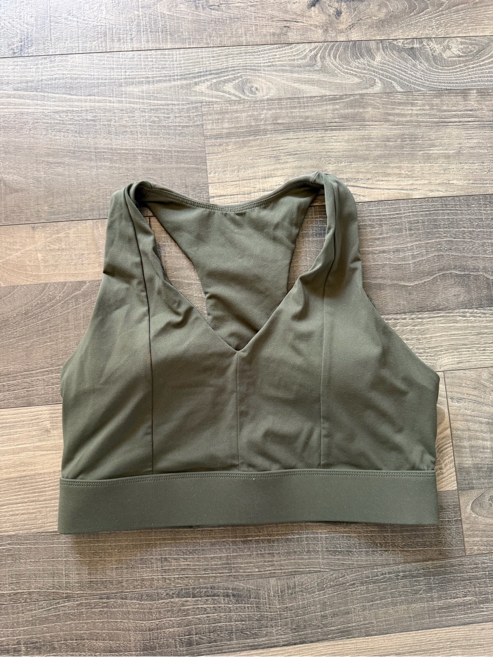 Fabletics Olive Green V-Neck Racerback Sports Bra